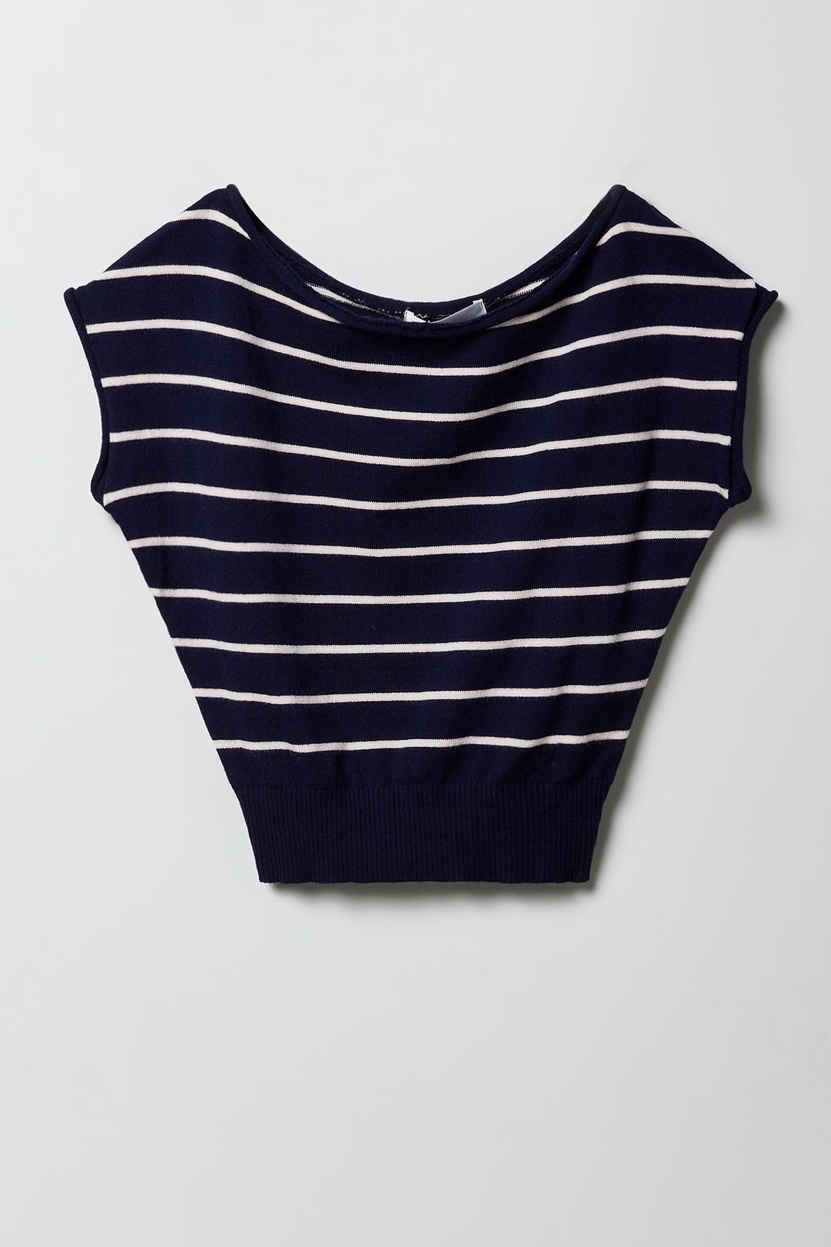 Girls Knit Off Shoulder Short Sleeve Top - Navy