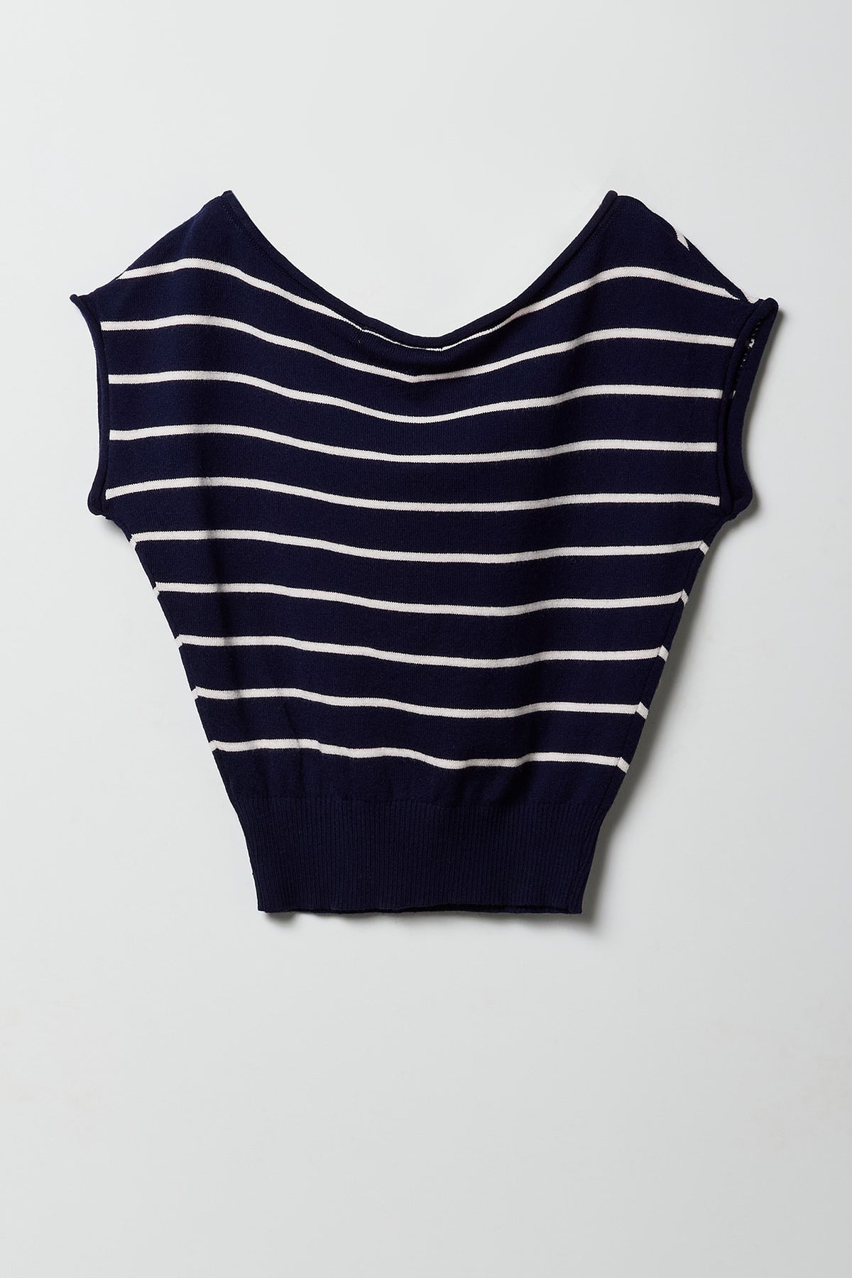 Alt View 2. Girls Knit Off Shoulder Short Sleeve Top - Navy