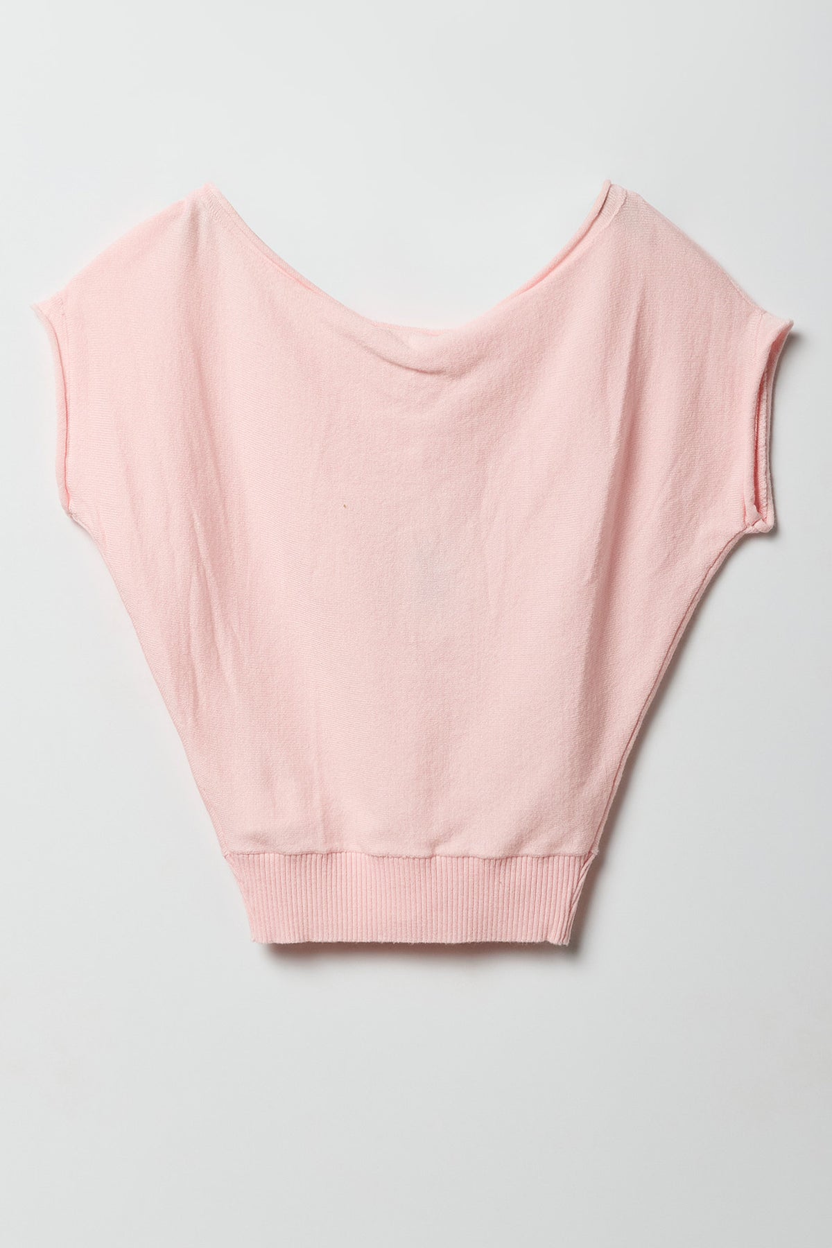 Girls Knit Off Shoulder Short Sleeve Top - Light Pink