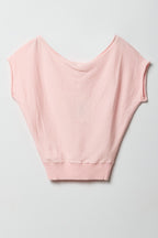 Girls Knit Off Shoulder Short Sleeve Top