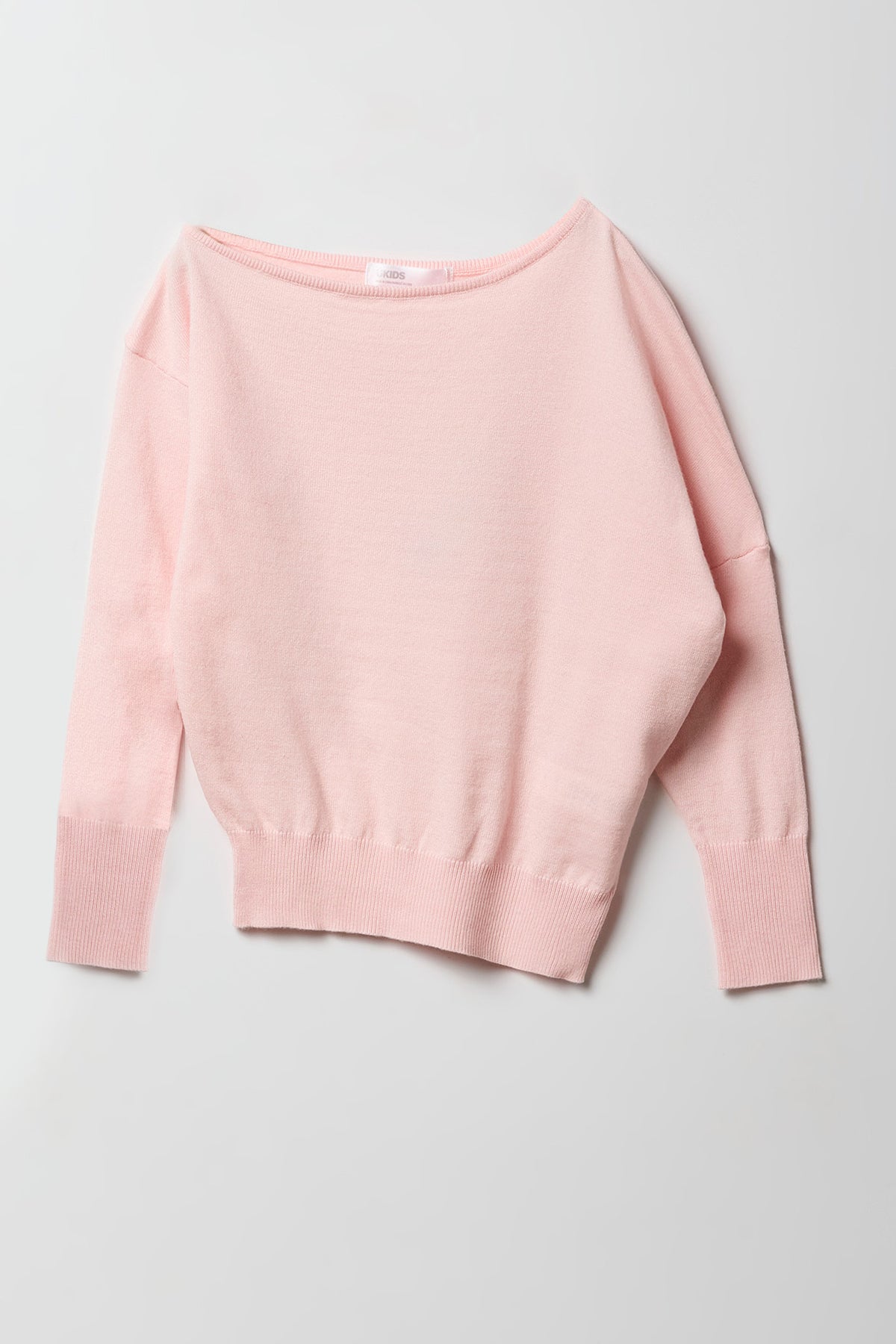Girls Off-Shoulder Long Sleeve Top - Light Pink