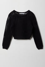 Haut carré crocheté à manches longues pour filles