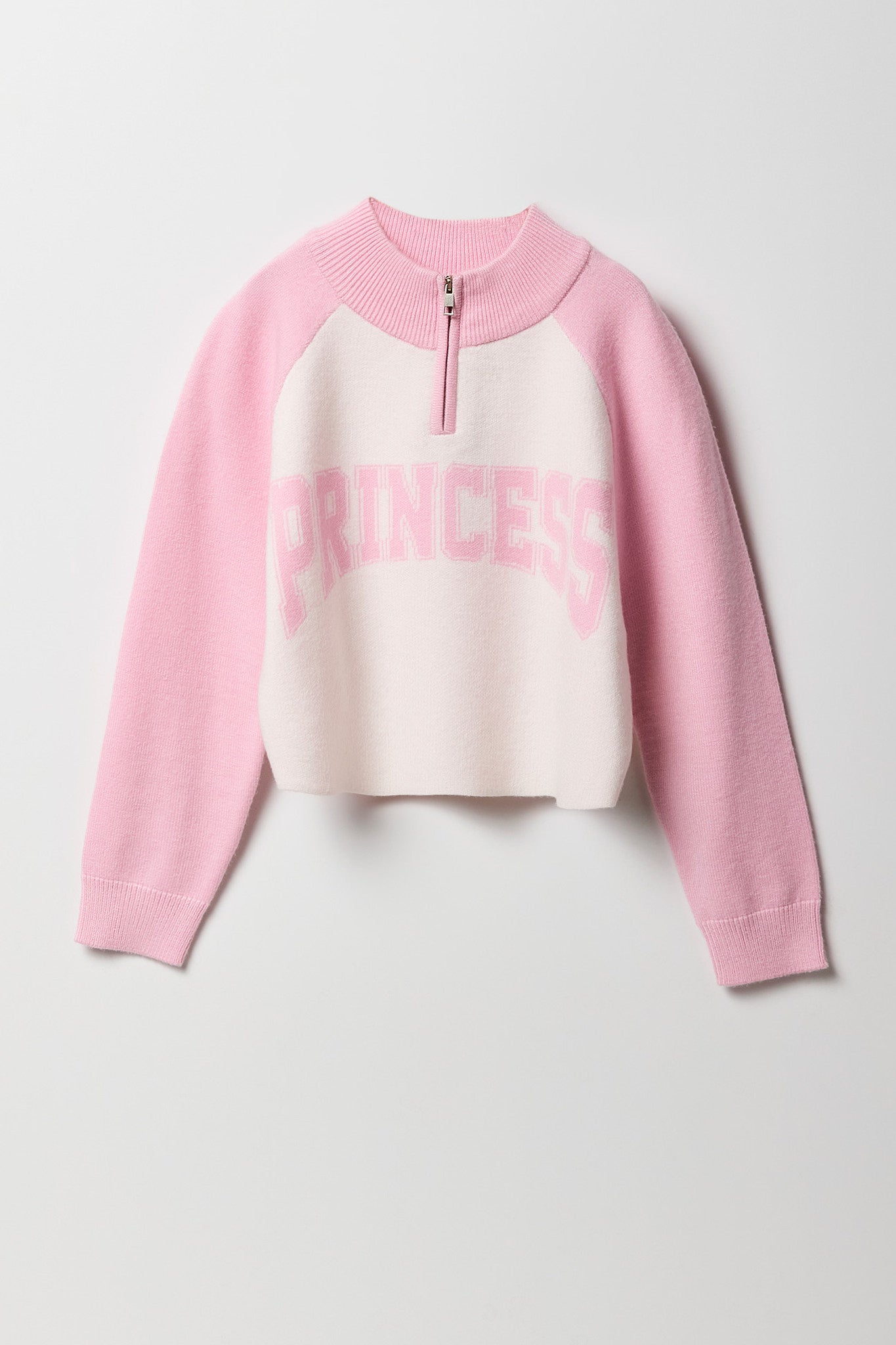 Girls Jacquard Knit Colourblock Quarter Zip Sweater – Urban