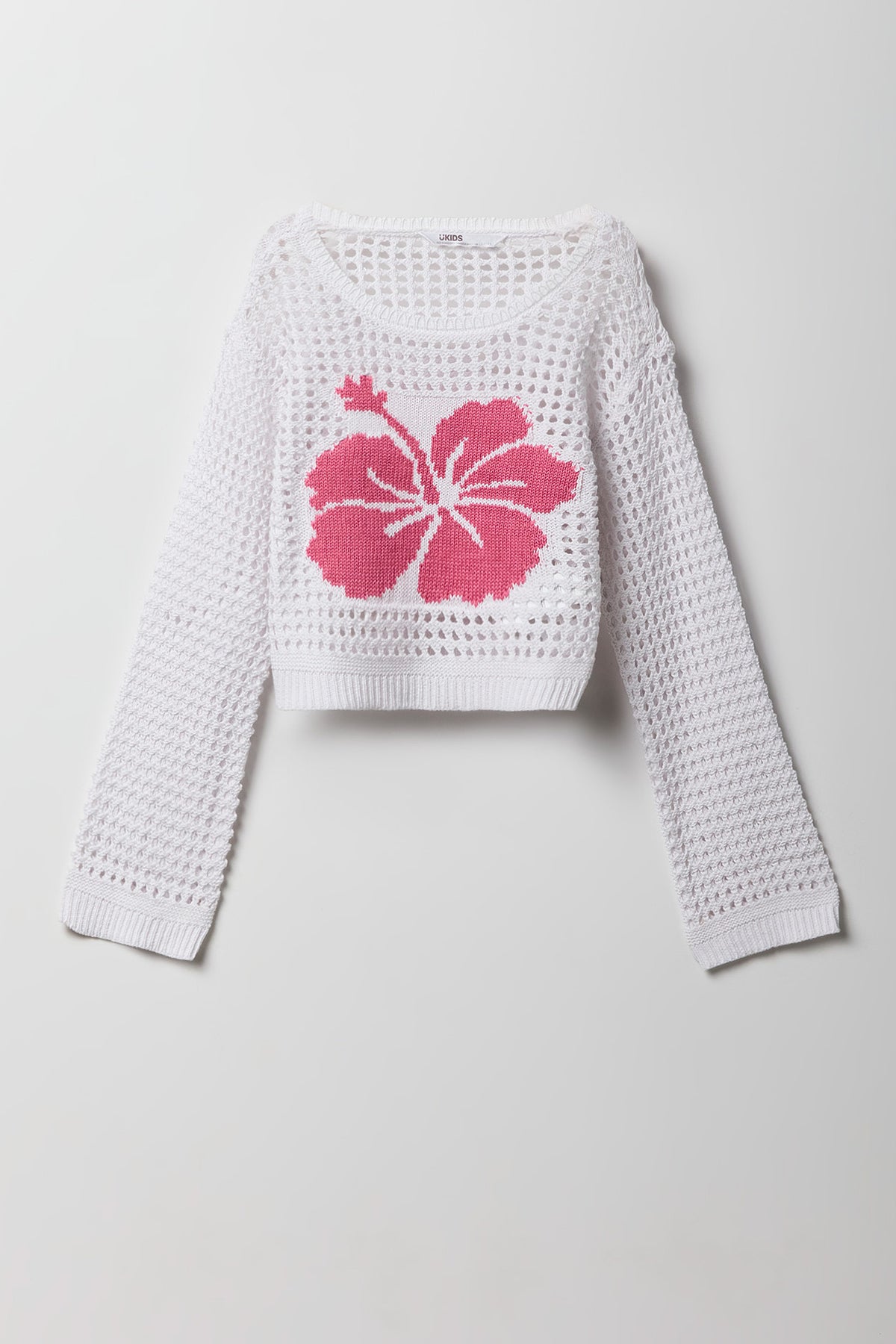 Chandail carré en jacquard crocheté pour fille