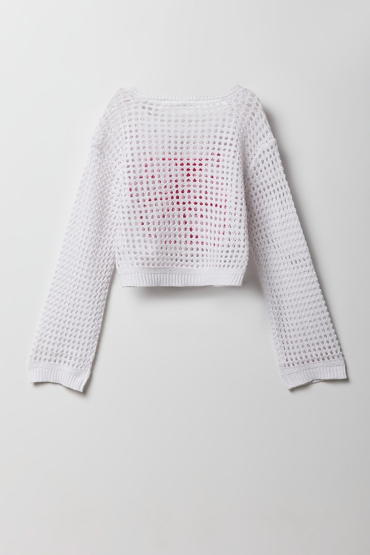 Vue alternative 2. Chandail carré en jacquard crocheté pour fille