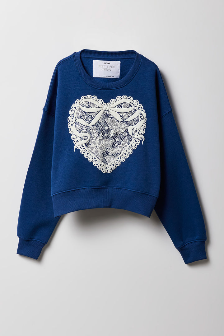 Chandail en molleton à imprimé en relief pour fille