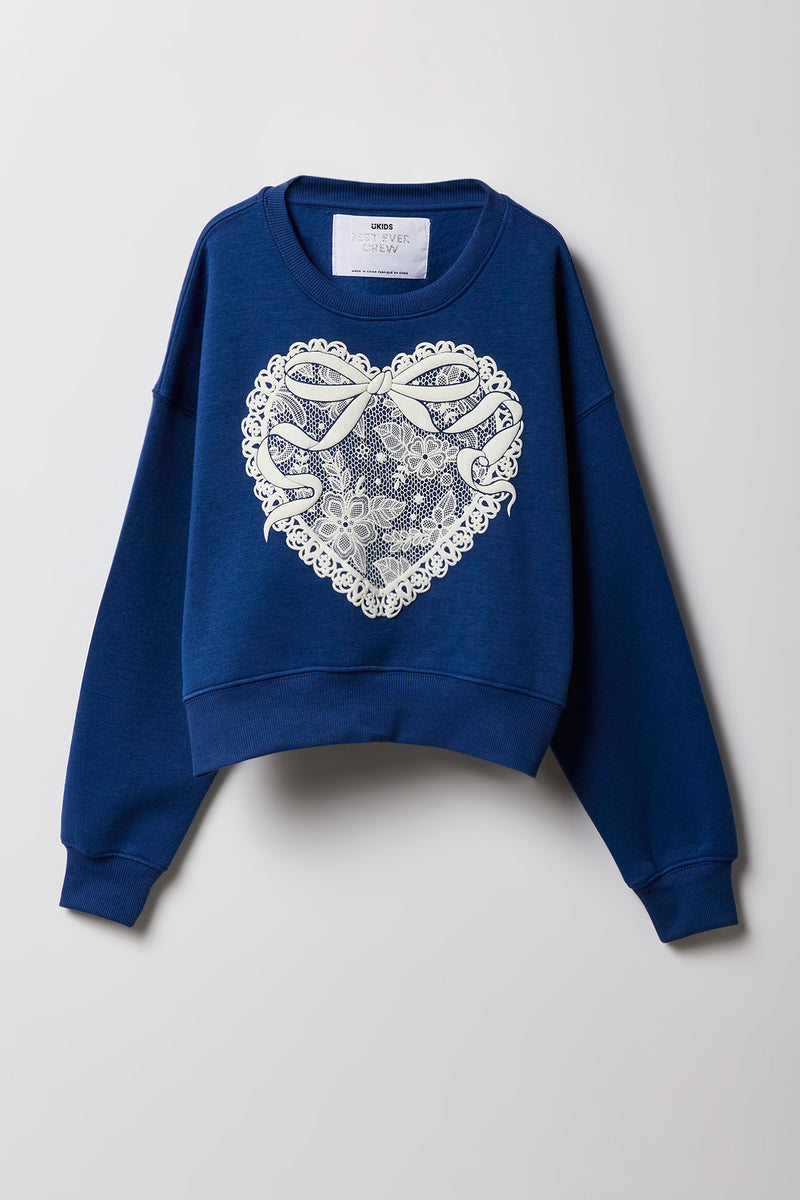 Chandail en molleton à imprimé en relief pour fille