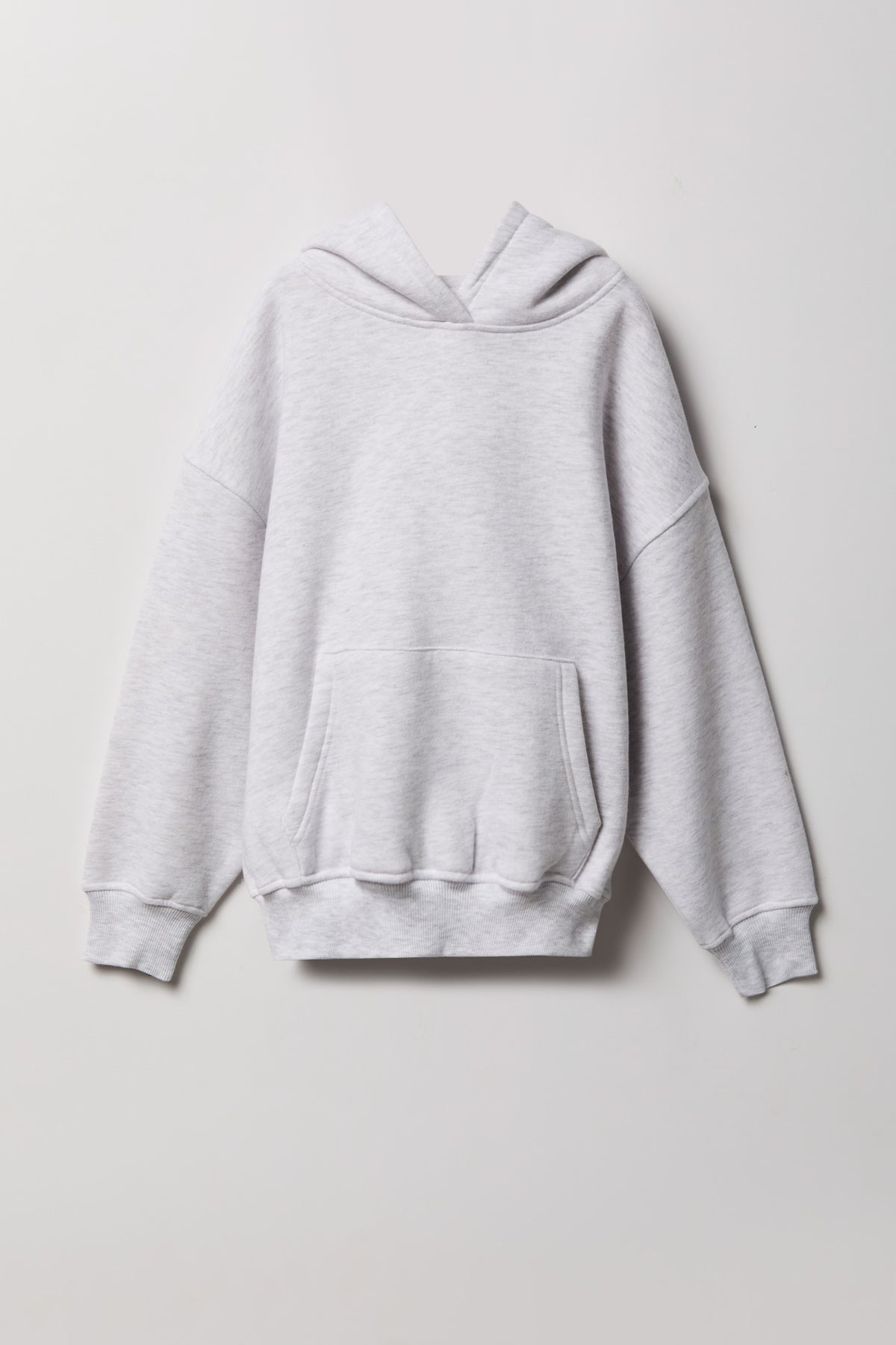Girls Luxe Fleece Boxy Hoodie - Light Grey