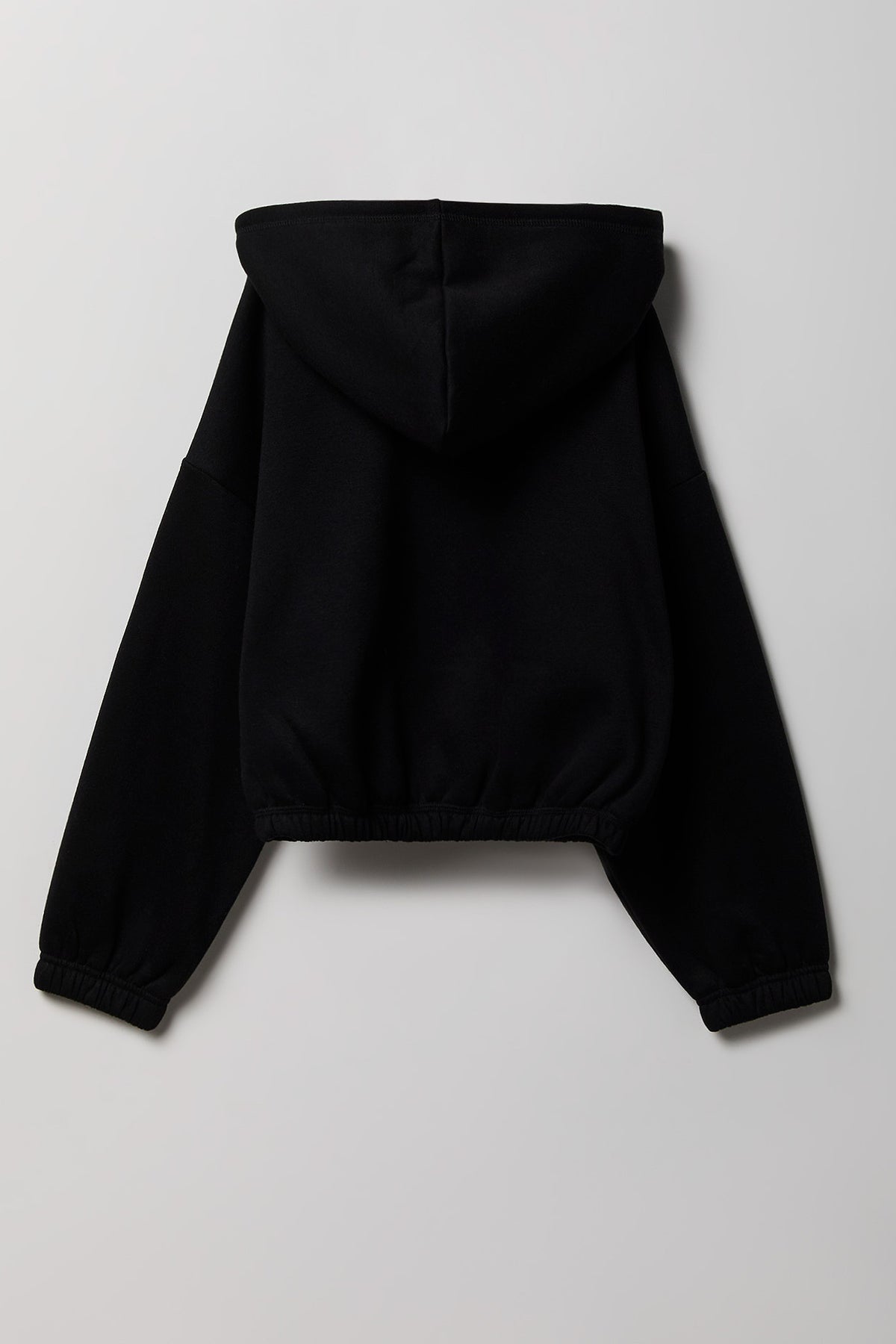 Alt View 2. Girls Fleece Bubble Hem Zip Hoodie - Black