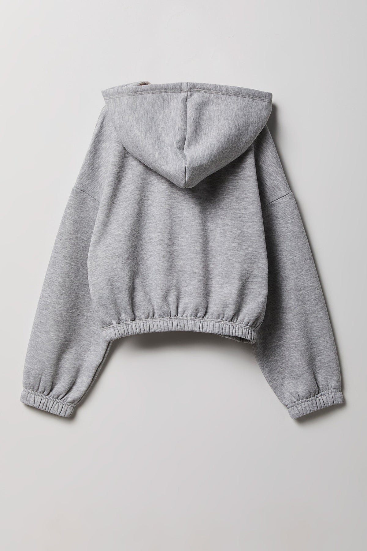 Alt View 2. Girls Fleece Bubble Hem Zip Hoodie - Heather Grey