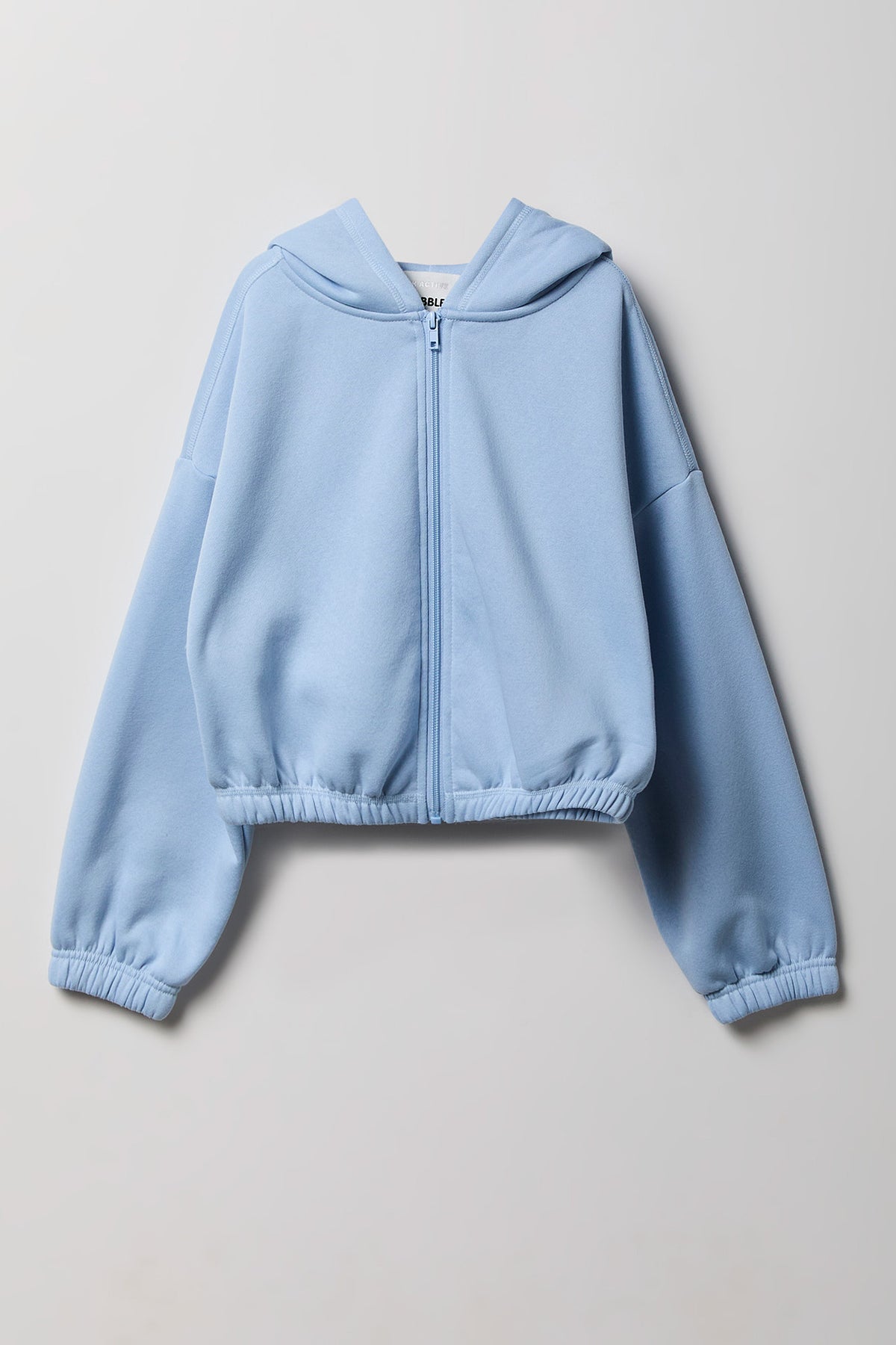Girls Fleece Bubble Hem Zip Hoodie - Baby Blue
