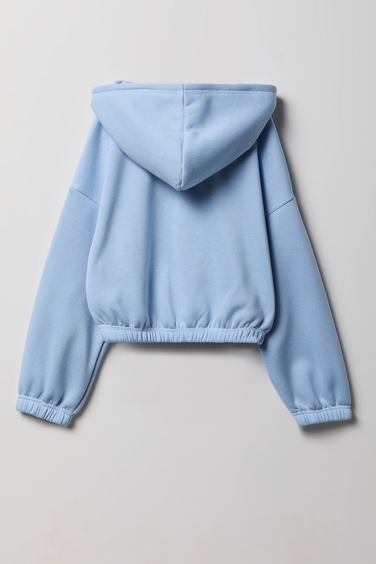 Alt View 2. Girls Fleece Bubble Hem Zip Hoodie - Baby Blue