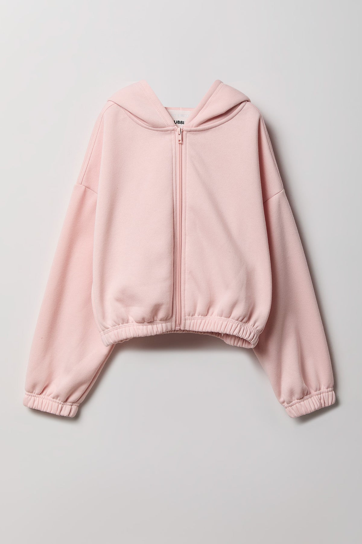 Girls Fleece Bubble Hem Zip Hoodie - Pink