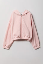 Girls Fleece Bubble Hem Zip Hoodie