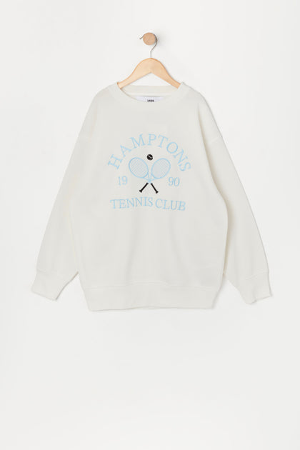 Girls Hamptons Tennis Club Embroidered Oversized Sweatshirt