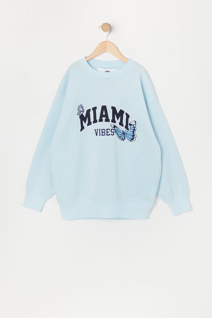 Girls Miami Vibes Twill Embroidered Oversized Sweatshirt