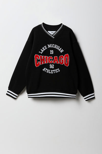 【SATIIIZ】Paz V-neck embroidery sweatshirt SATIIIZ】Paz V-neck embroidery sweatshirt トップス（レディース）