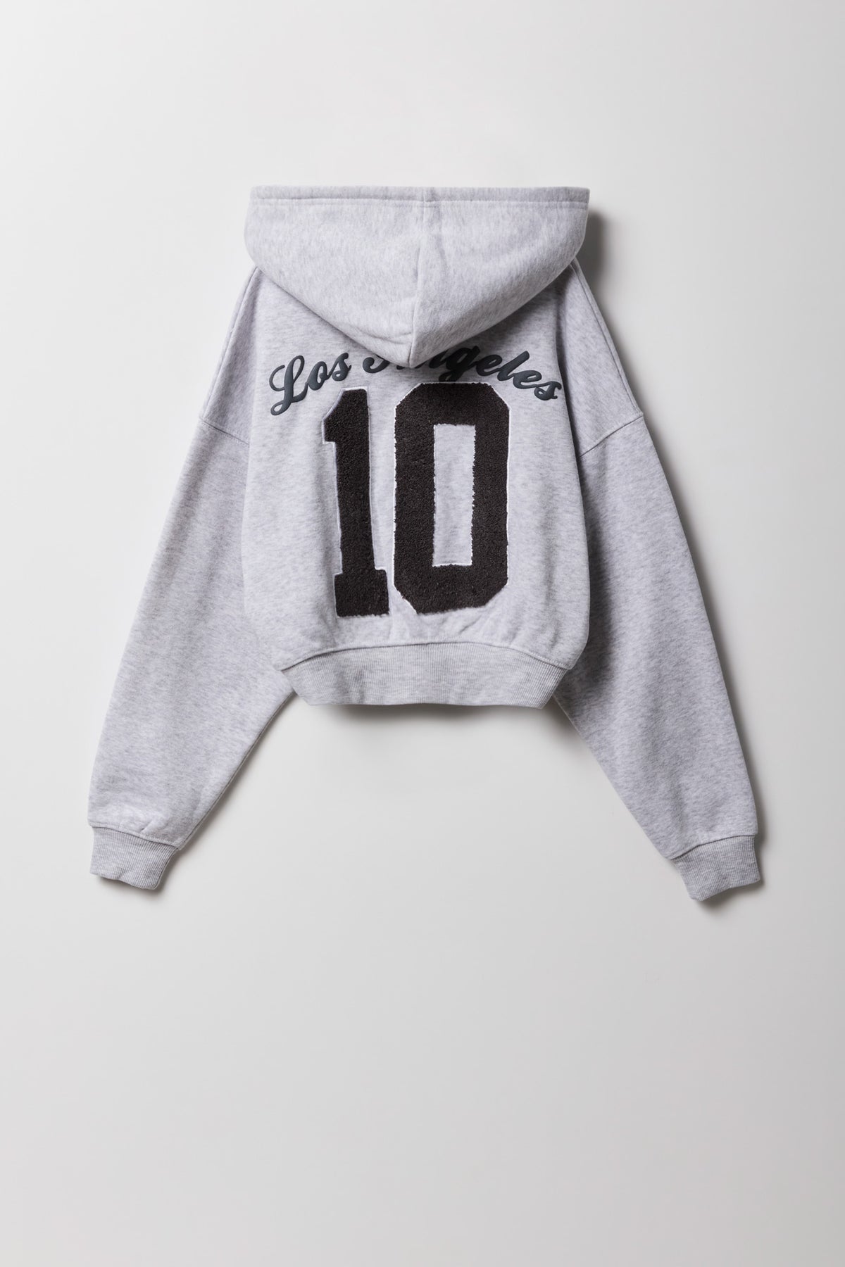 Alt View 2. Girls Chenille Embroidered Zip-Up Hoodie - Heather Grey