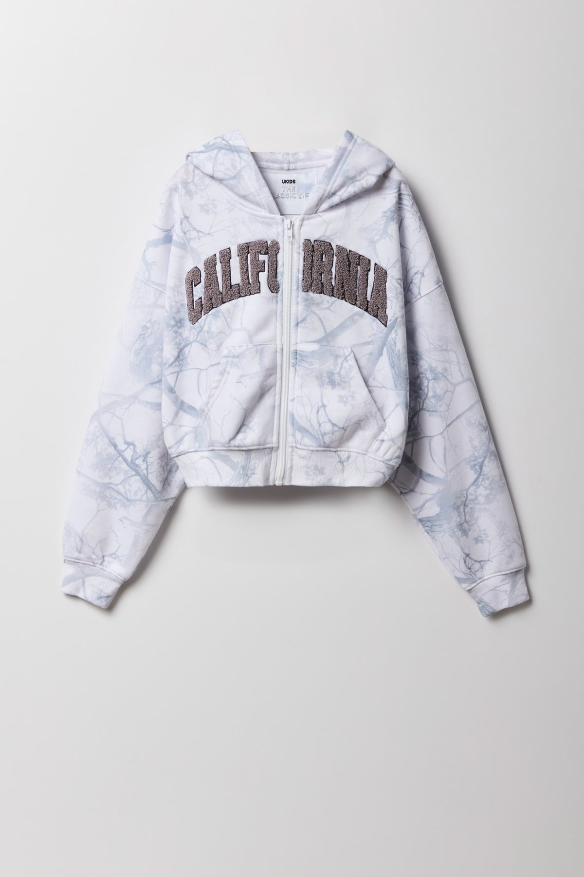 Hut à capuchon avec motif brodé en chenille et fermeture à glissière pour fille