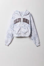 Hut à capuchon avec motif brodé en chenille et fermeture à glissière pour fille