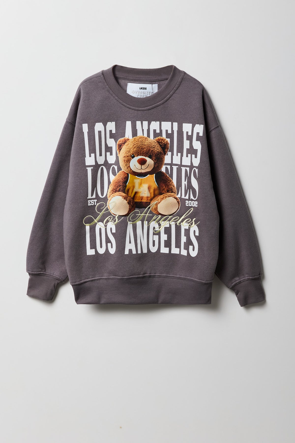 Vue alternative 2. Chandail surdimensionné en molleton avec motif brodé LA Teddy pour fille