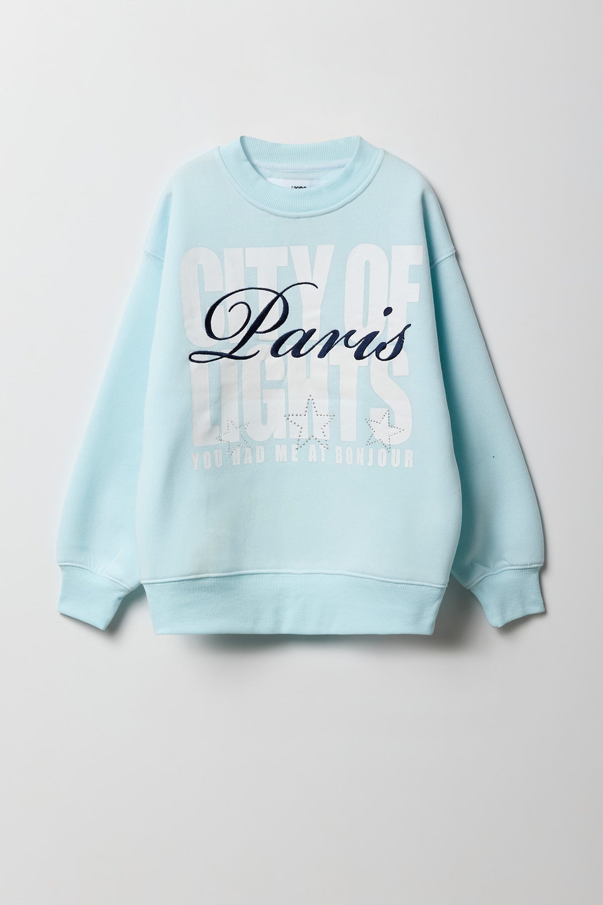 Chandail surdimensionné en molleton avec motif brodé Paris pour fille