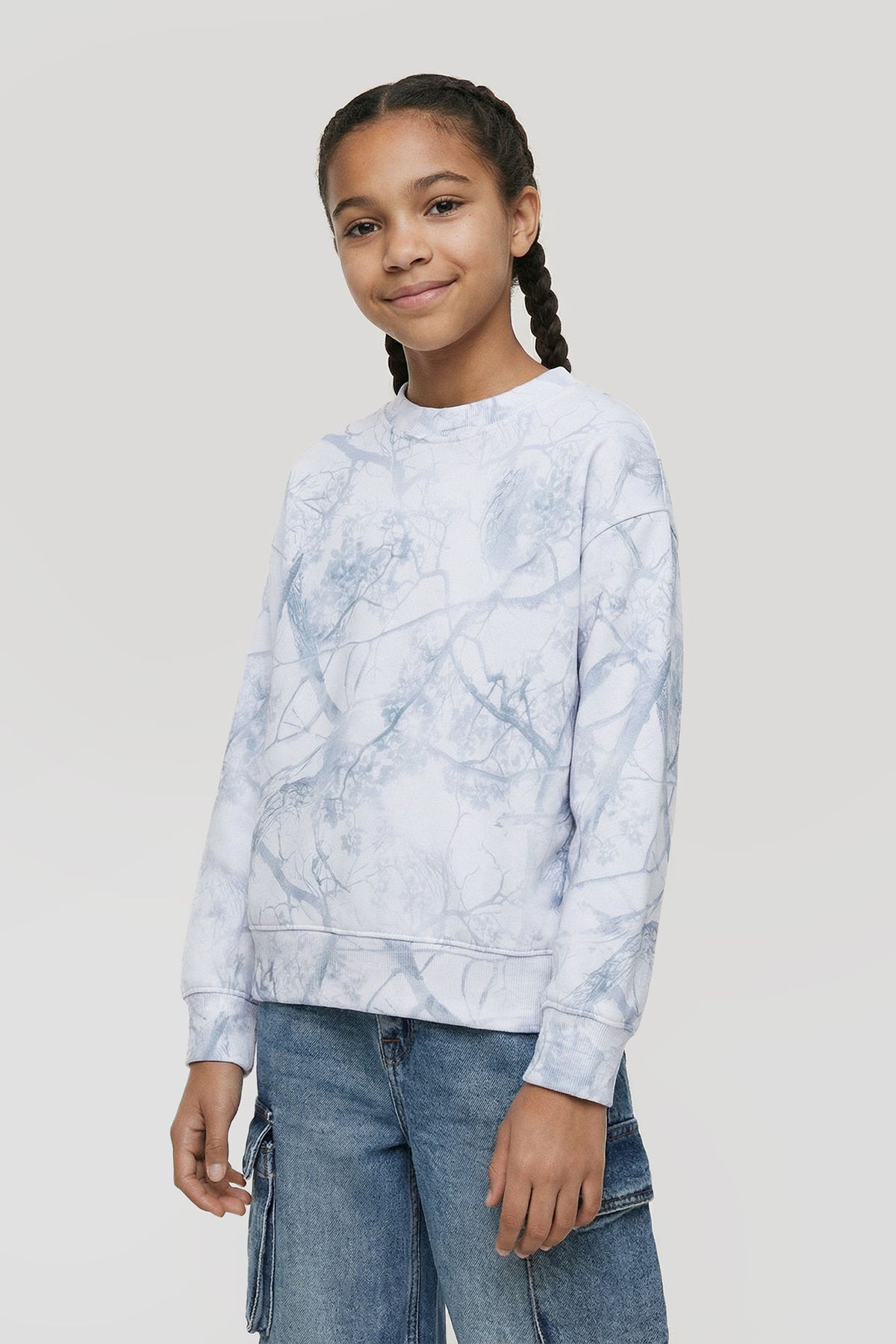 Chandail surdimensionné en molleton avec motif camouflage pour fille