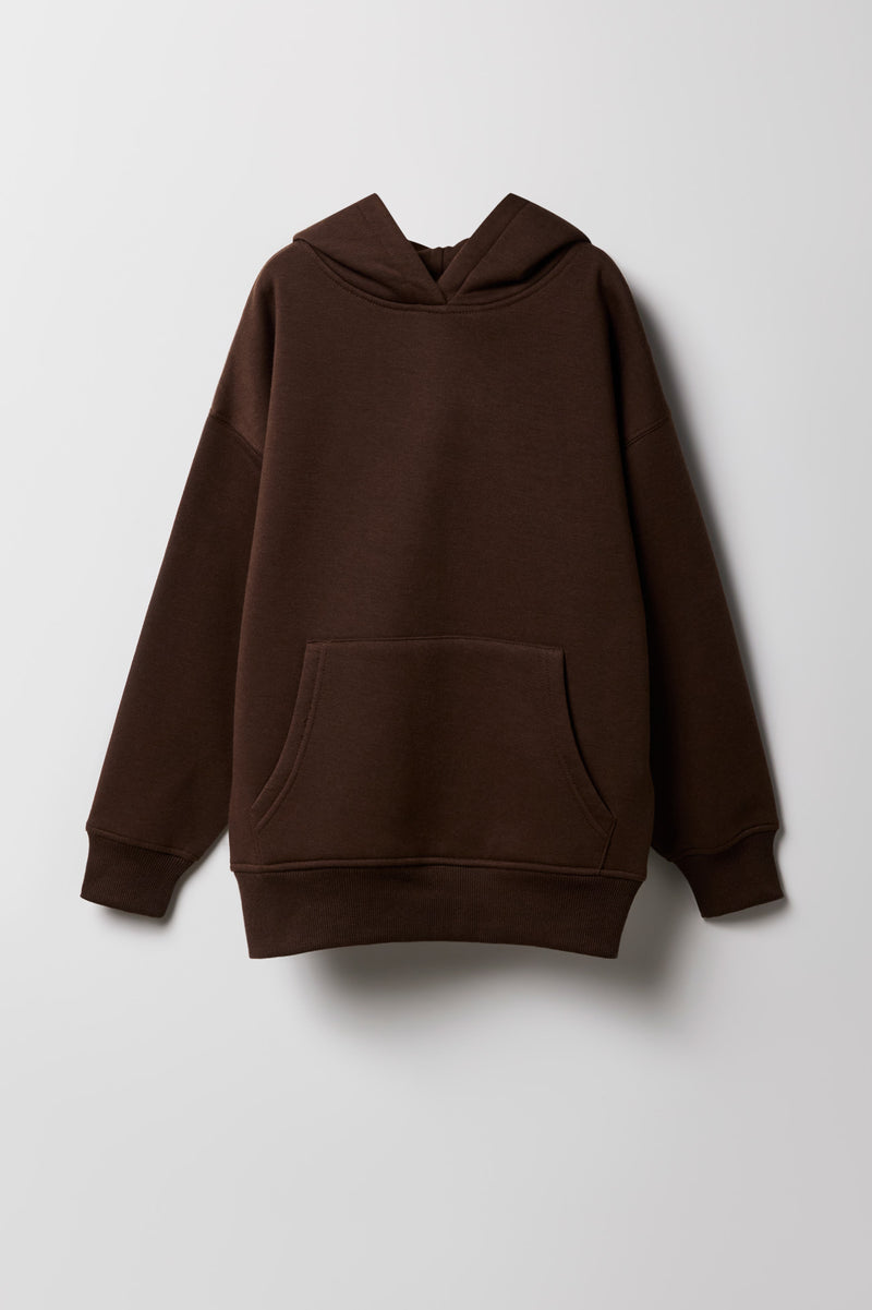 Girls Solid Fleece Oversized Hoodie