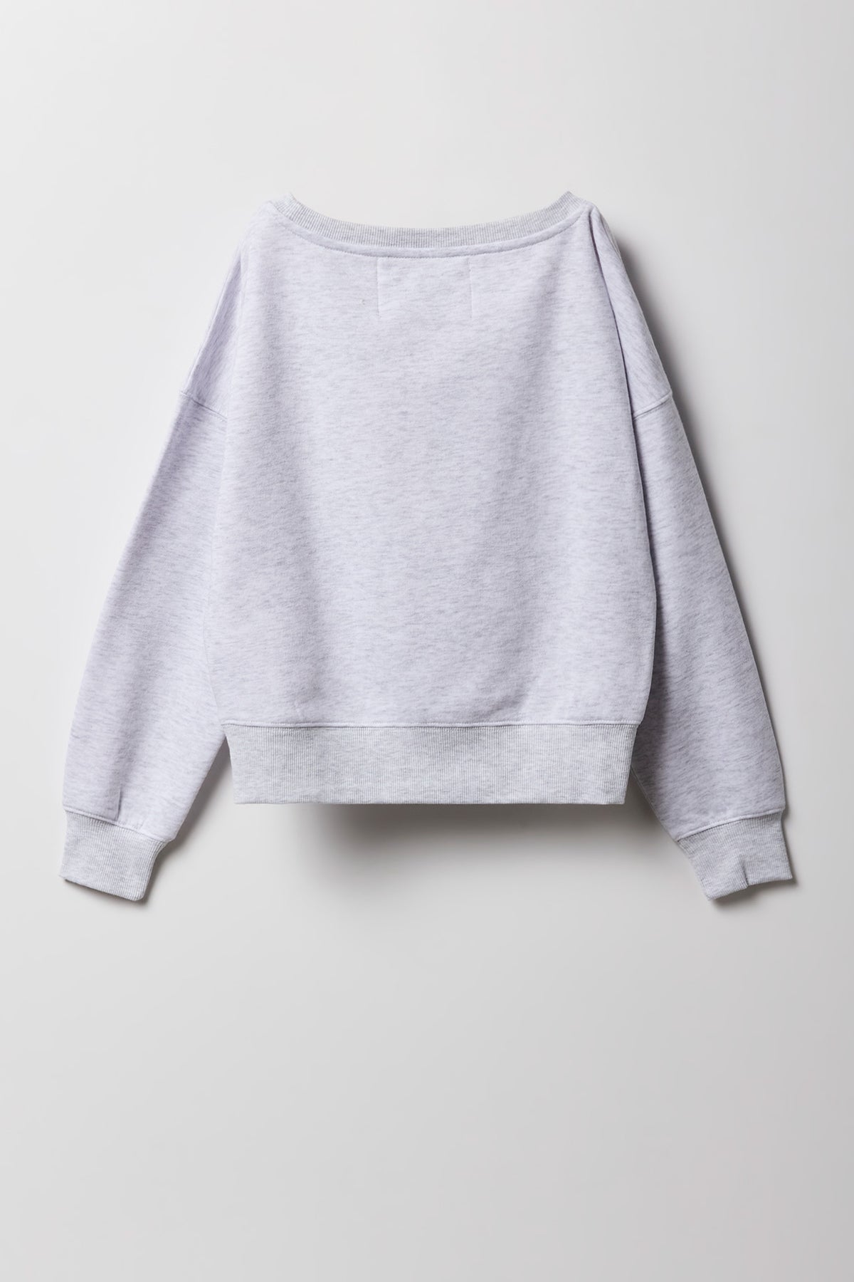 Alt View 2. Girls Fleece Off Shoulder Puff Print Sweatshirt - Heather Grey