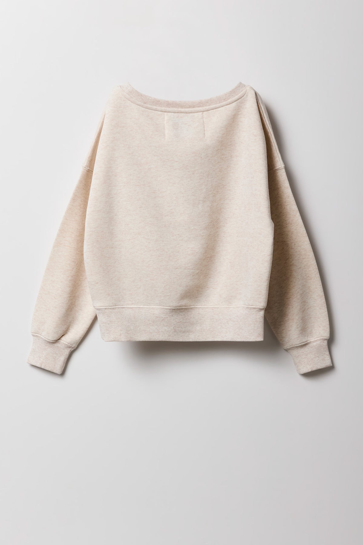 Alt View 2. Girls Fleece Off Shoulder Embroidered Sweatshirt - Oatmeal