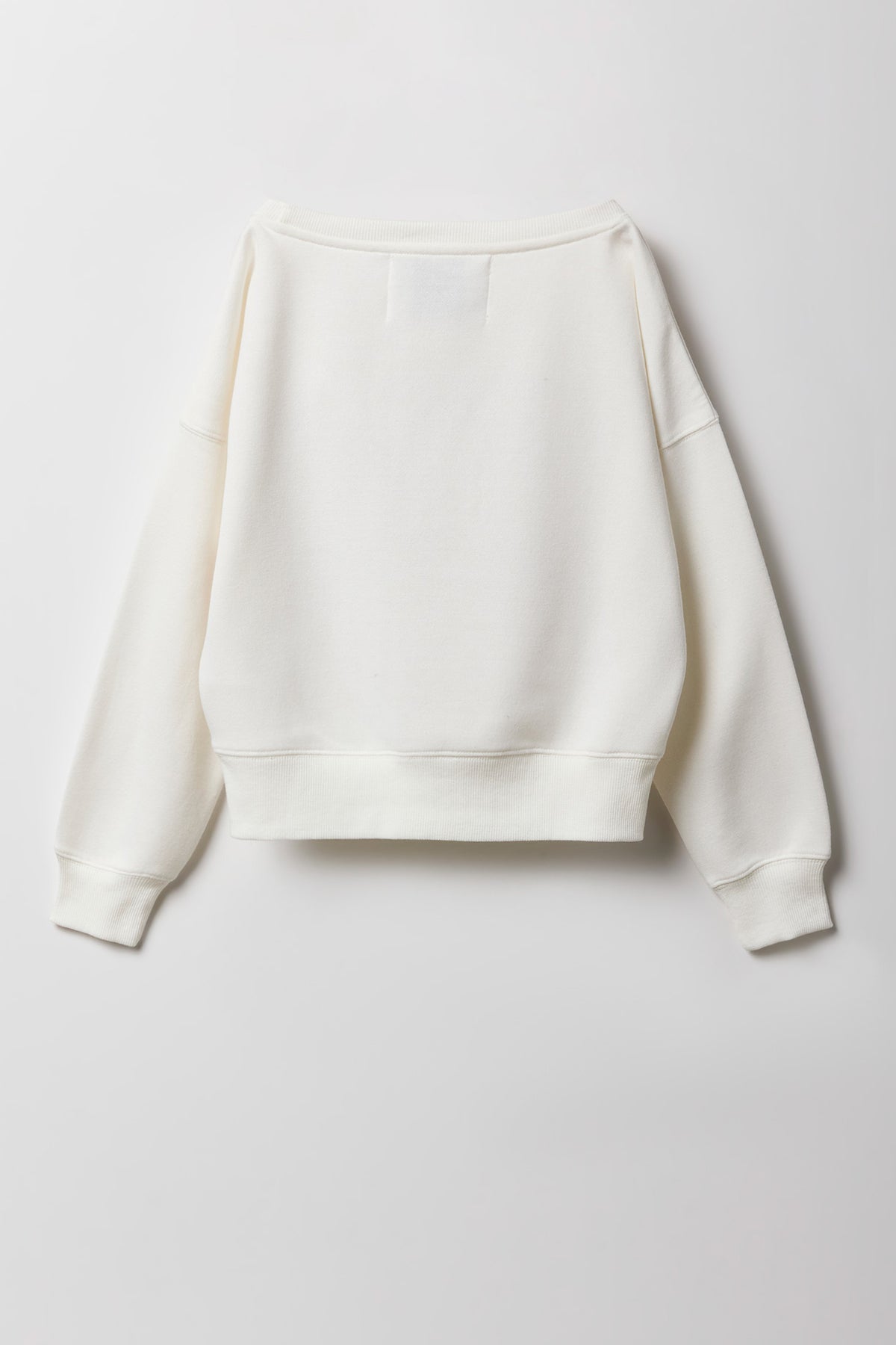 Alt View 2. Girls Fleece Off Shoulder Patched Sweatshirt - Ivory