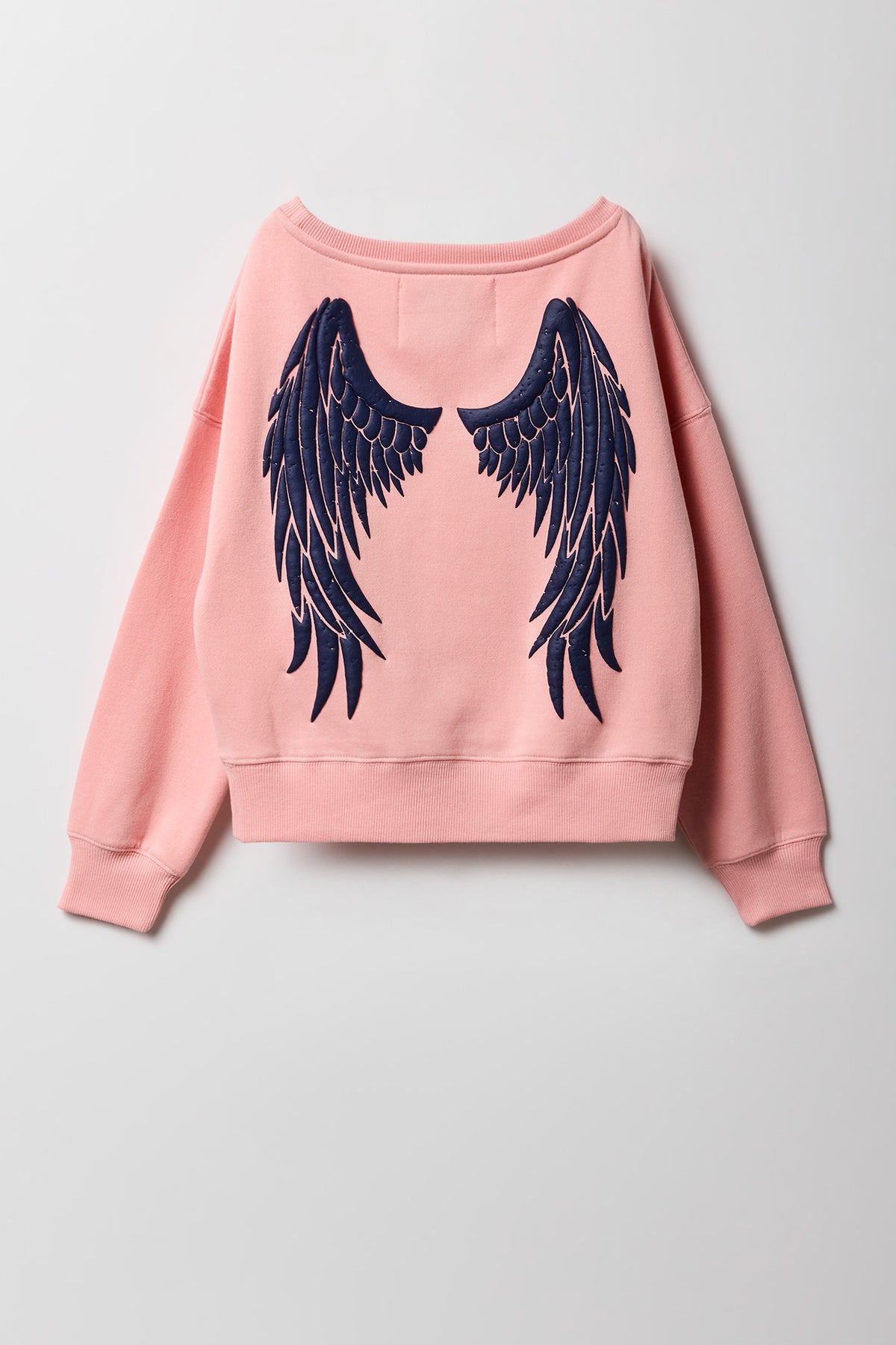 Alt View 2. Girls Fleece Off Shoulder Puff Print Sweatshirt - Pink