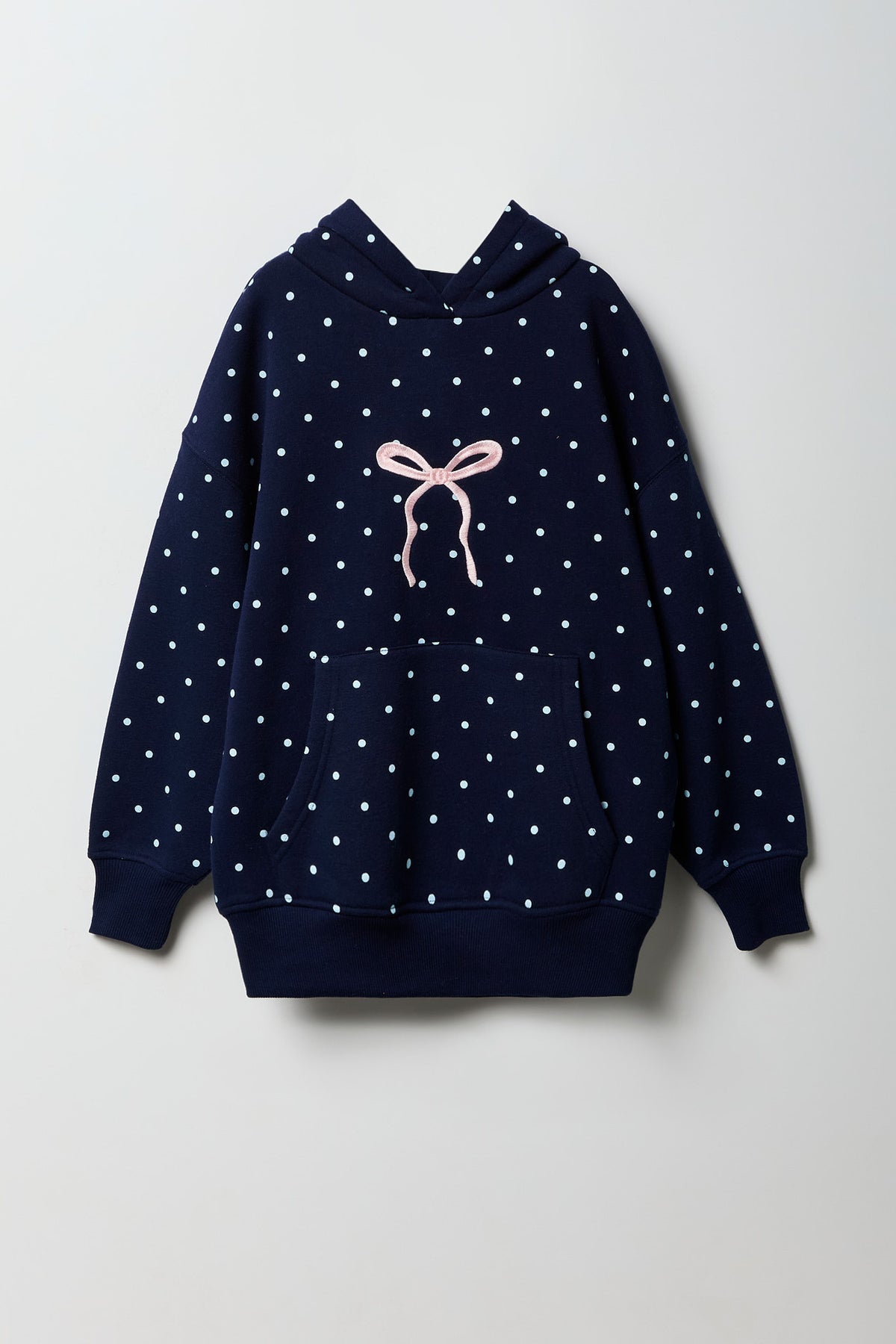 Girls Graphic Oversized Hoodie - Dark Blue