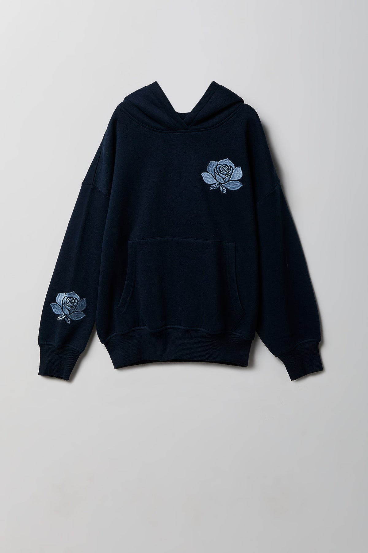 Alt View 2. Girls Graphic Boxy Fleece Hoodie - Navy