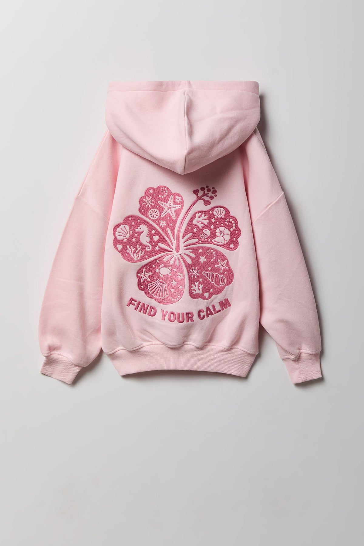 Girls Graphic Boxy Fleece Hoodie - Light Pink