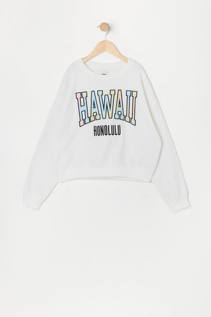 Girls Hawaii Twill Embroidered Sweatshirt