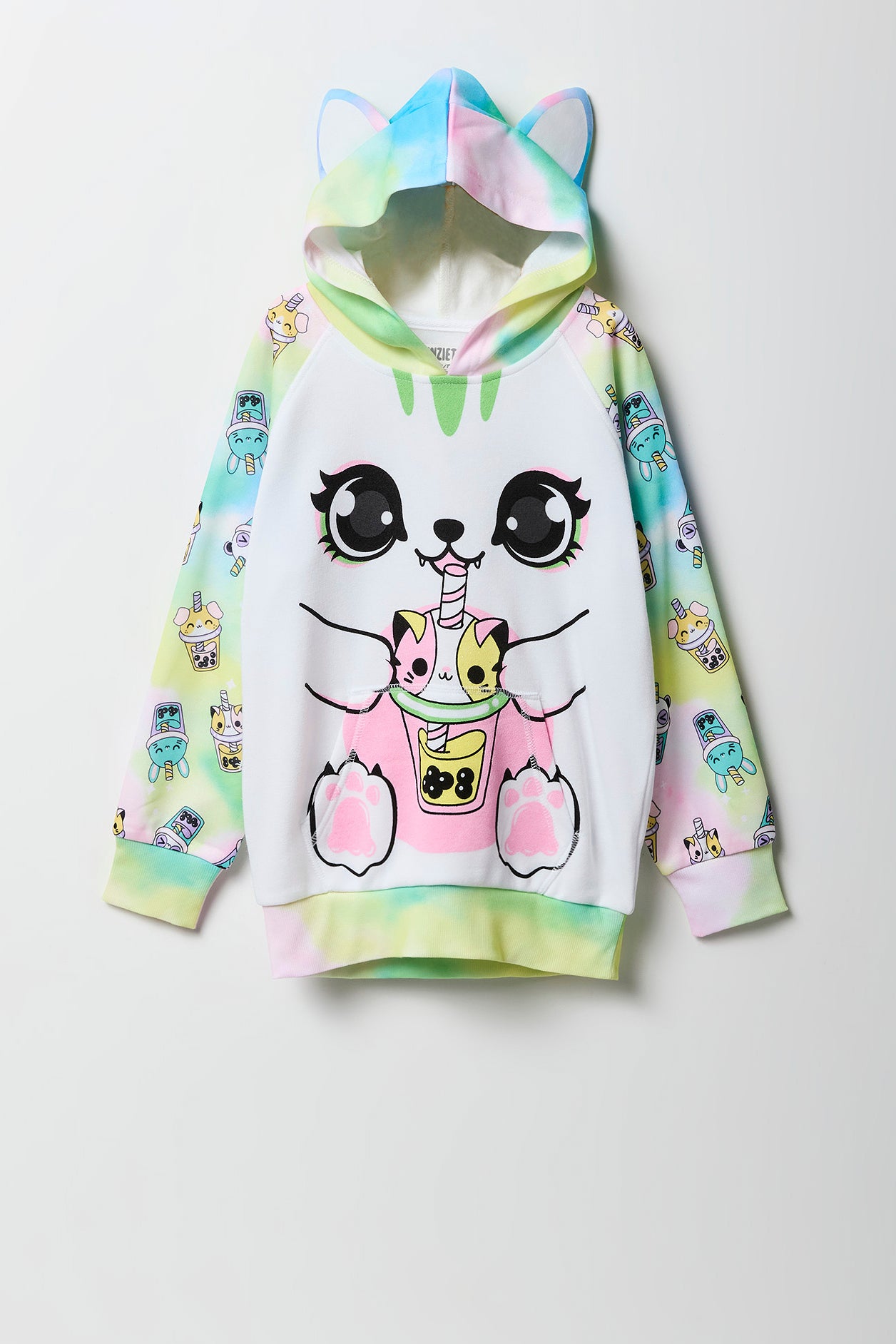 Girls Boba Cat Character Hoodie