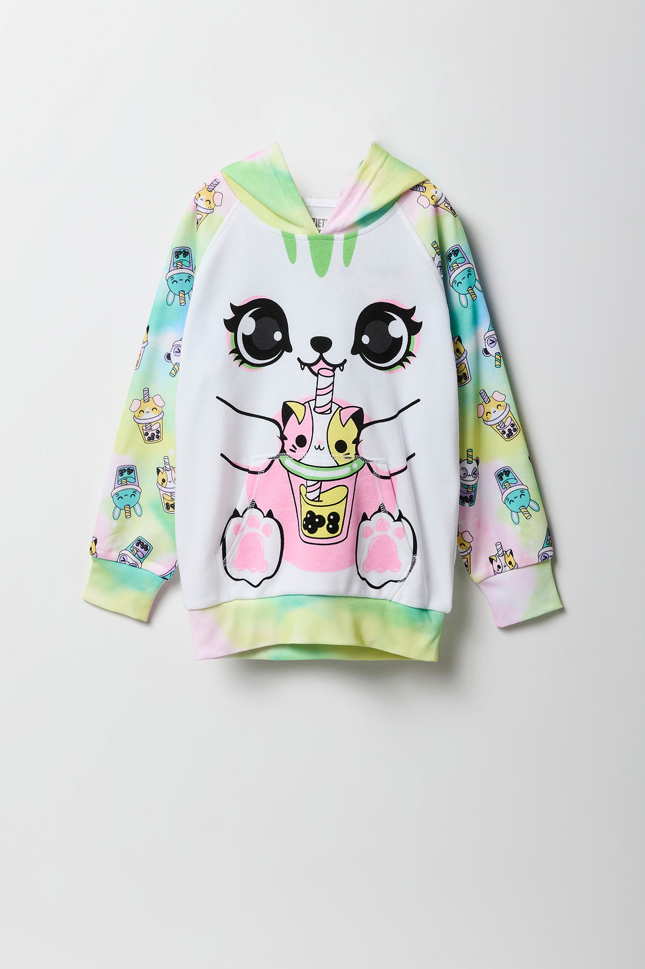 Girls Boba Cat Character Hoodie