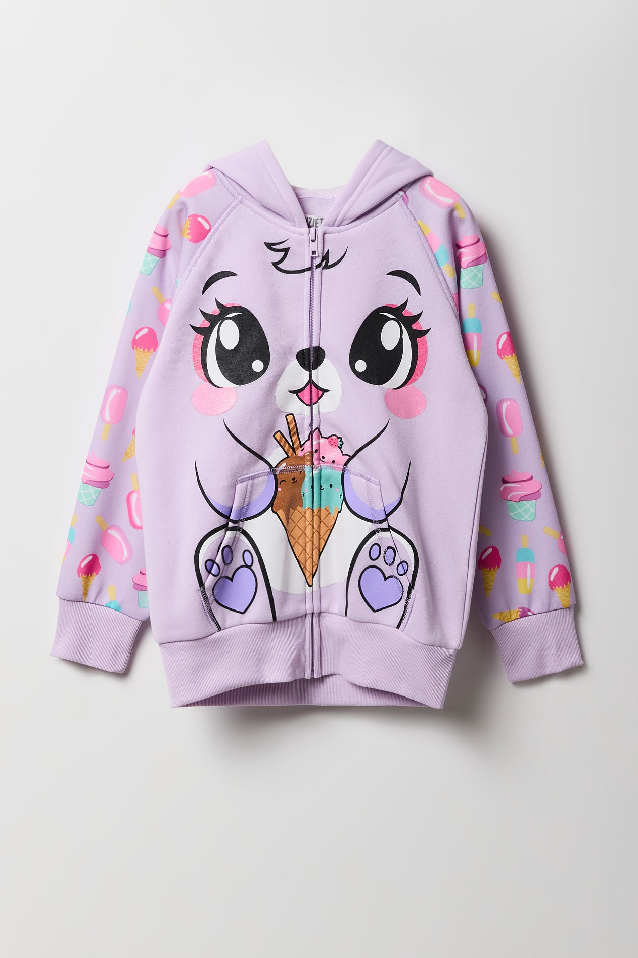 Girls Ice Cream Bunny Zip-Up Character Hoodie