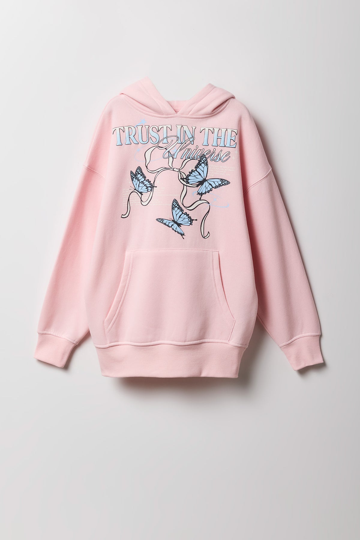 Girls Fleece Puff Print Hoodie - Light Pink