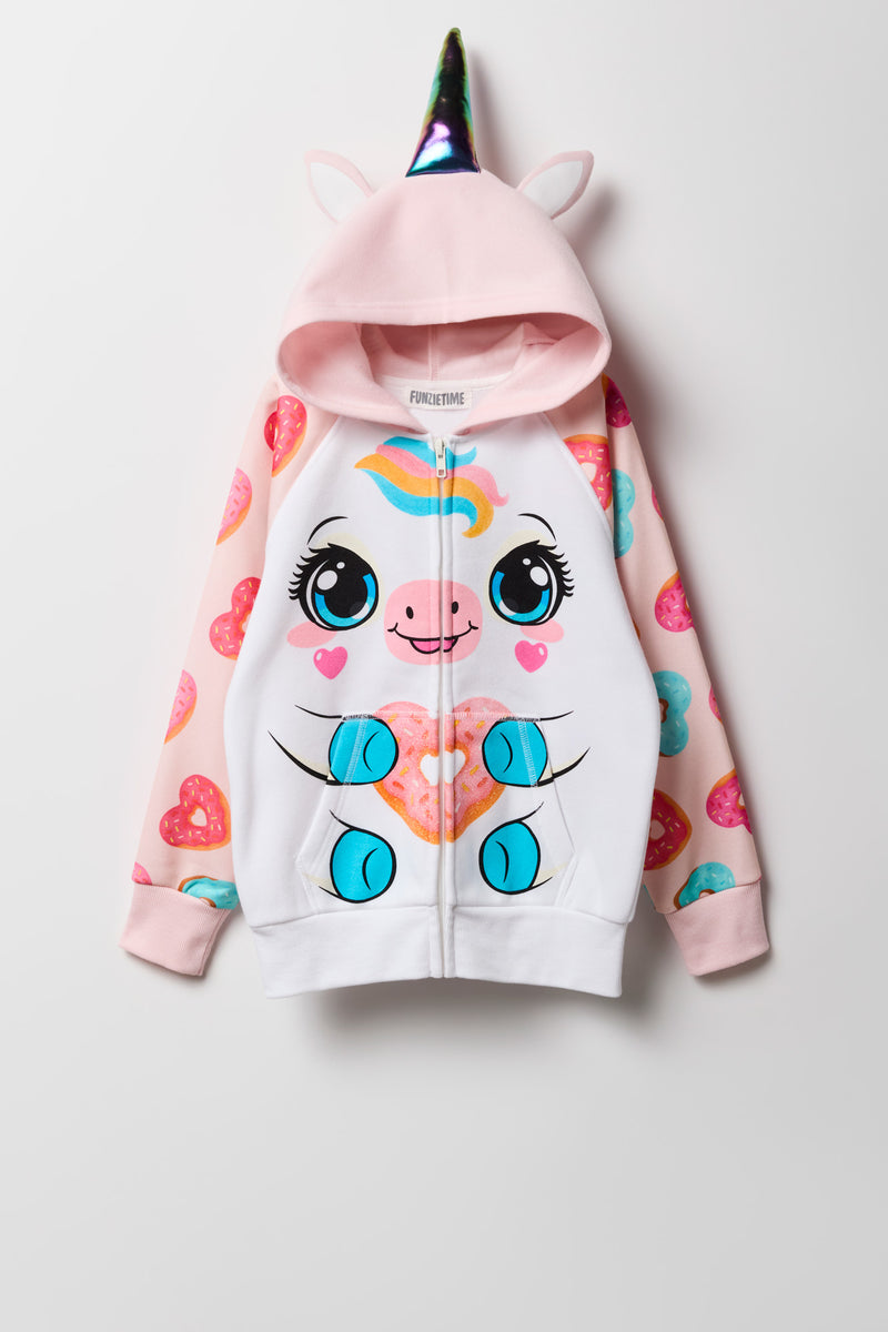 Girls 3D Cat Zip-Up Character Hoodie