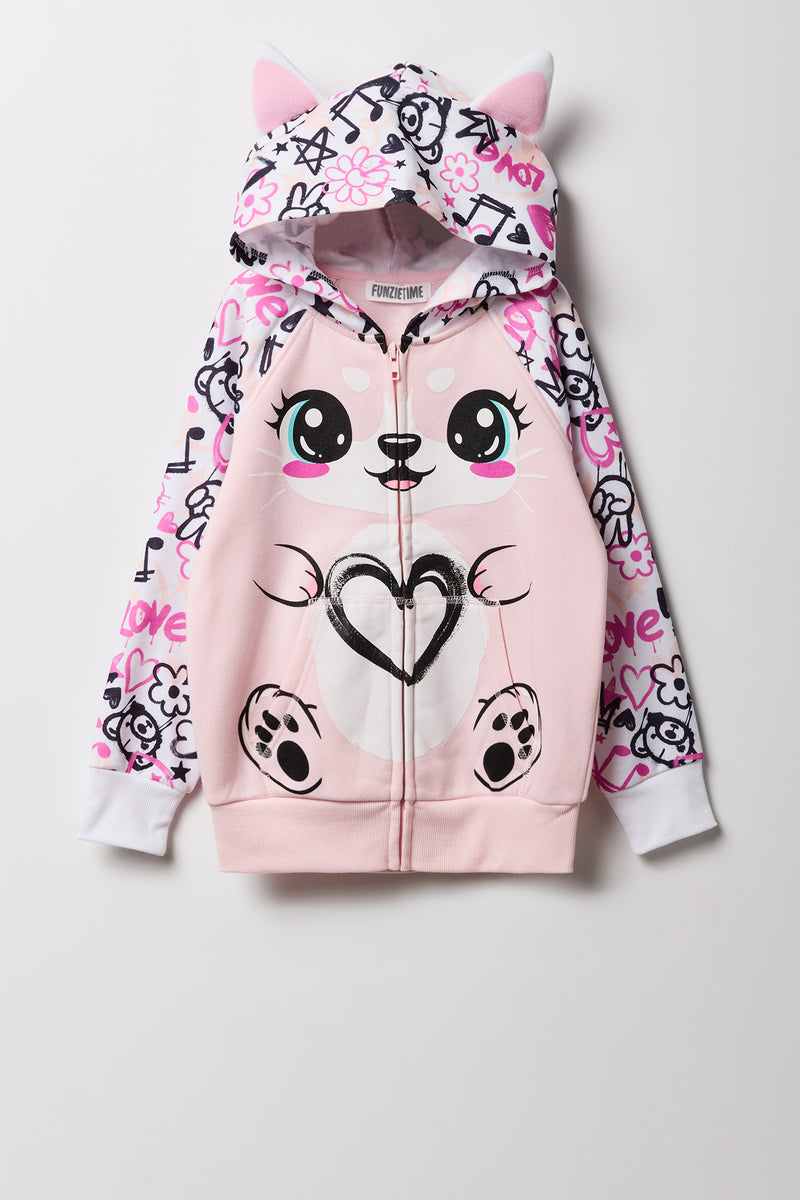 Girls 3D Unicorn Donut Zip-Up Character Hoodie