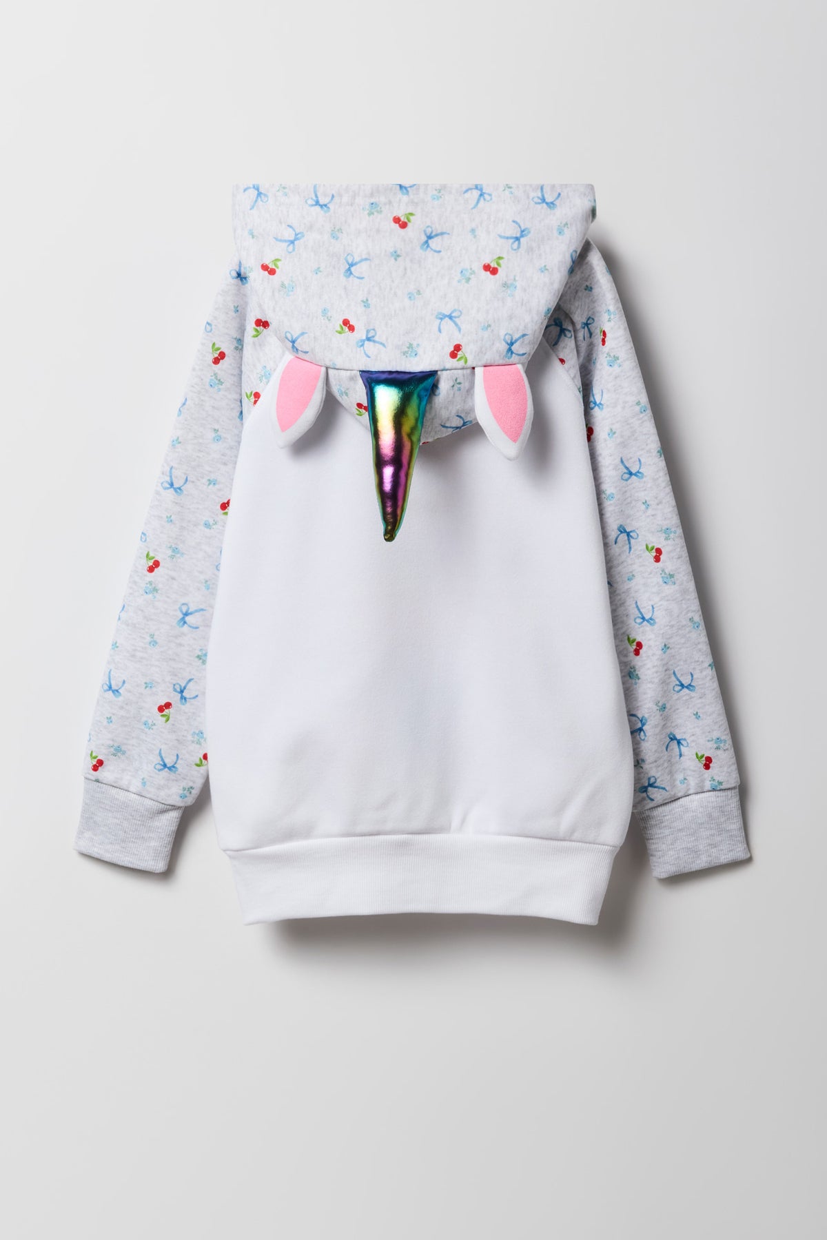 Alt View 3. Girls Fleece Character Hoodie - White