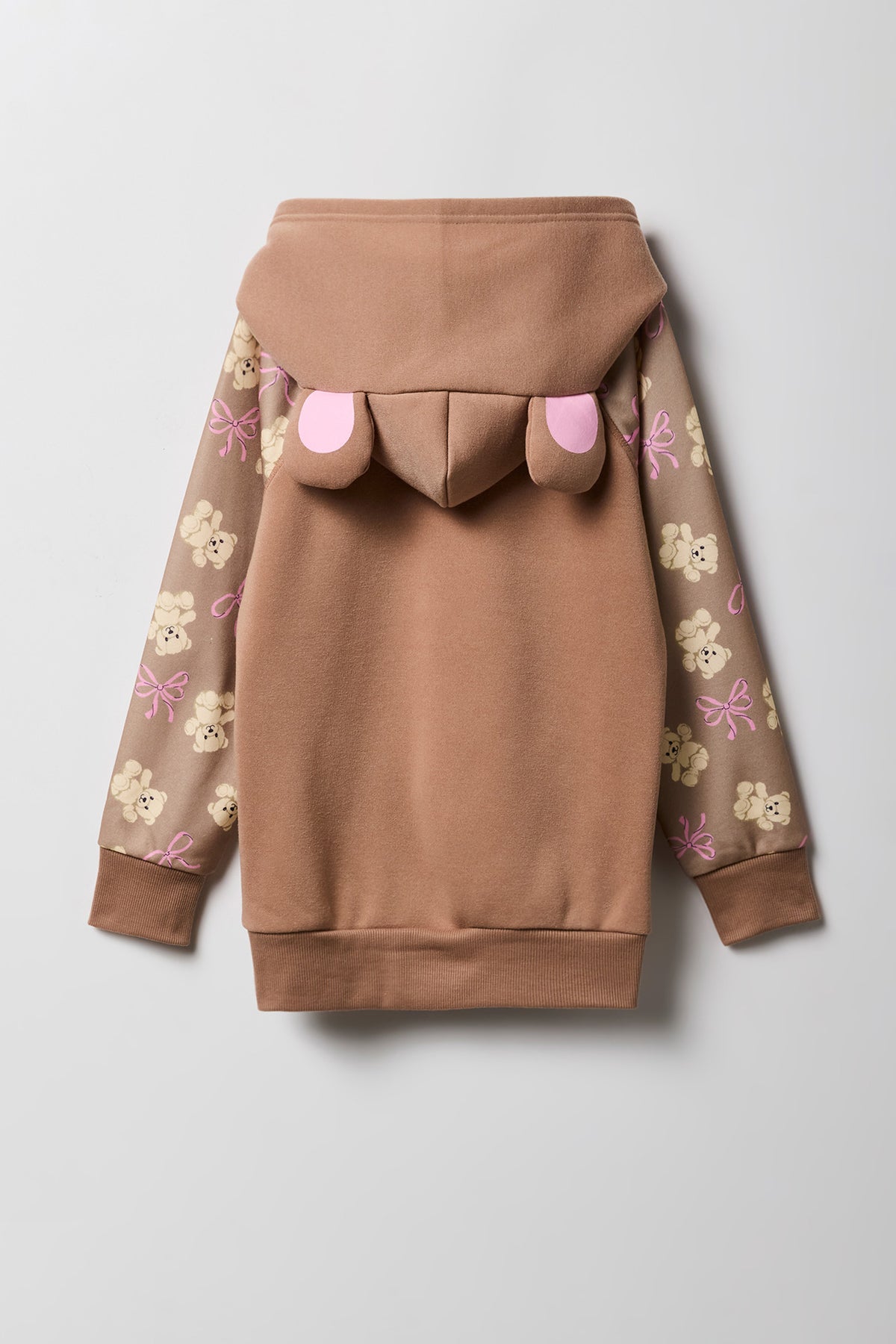 Alt View 3. Girls Fleece Character Hoodie - Camel
