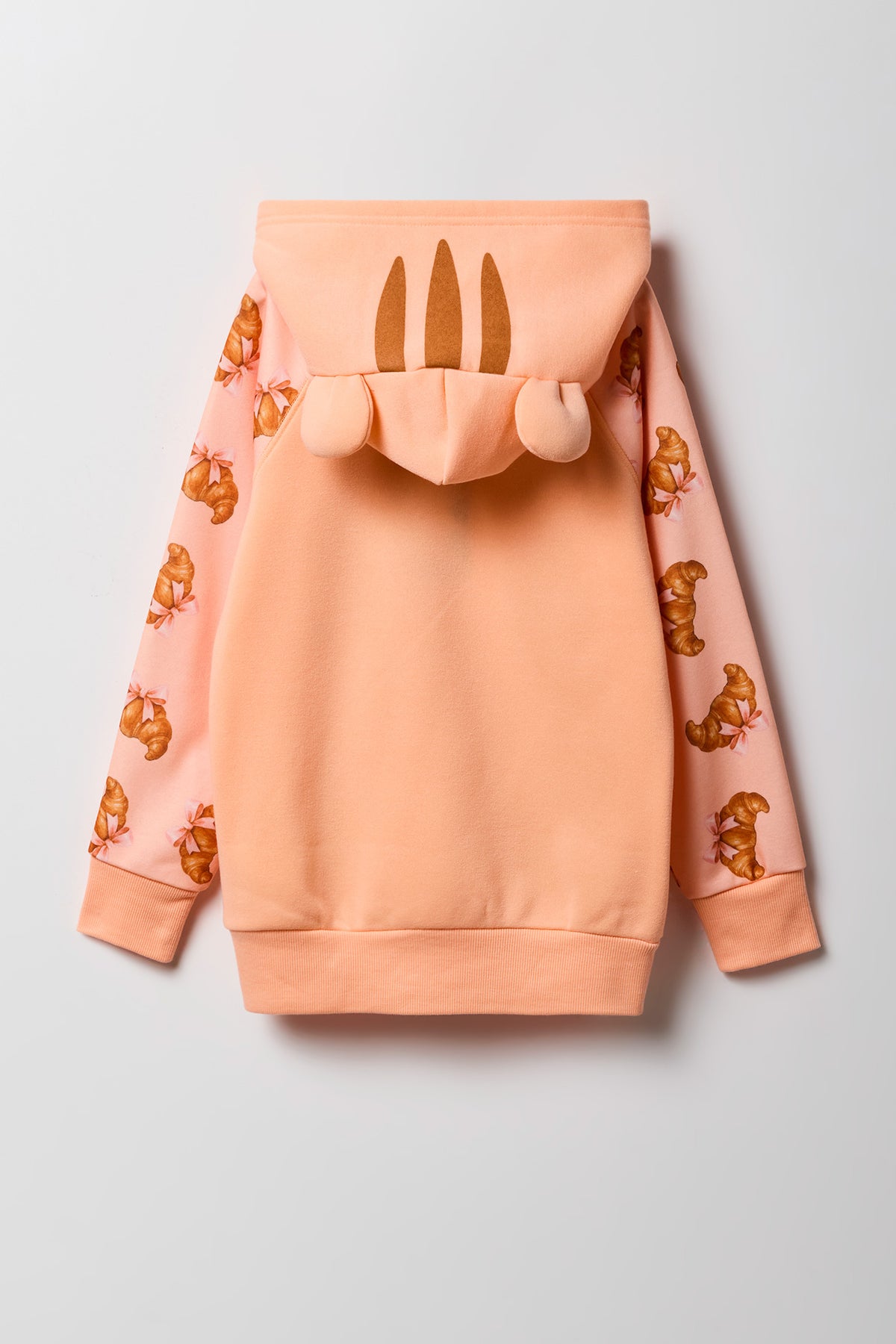 Alt View 3. Girls Fleece Character Hoodie - Peach