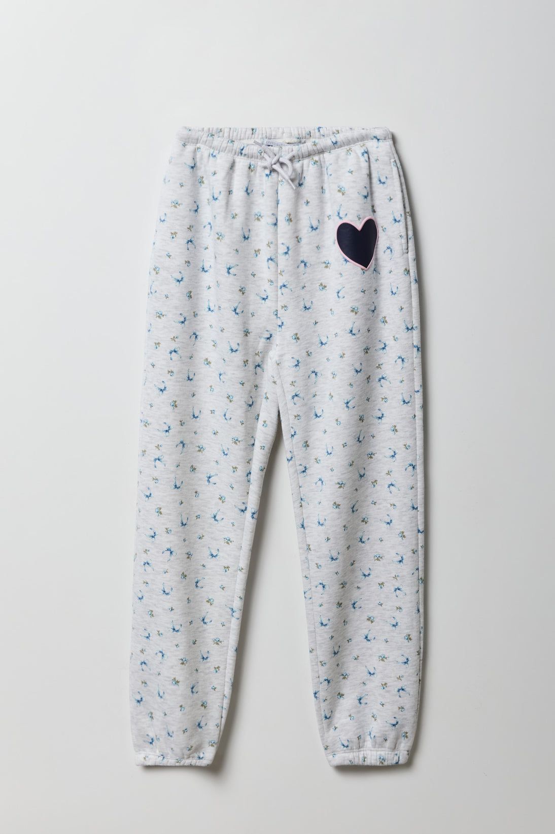 Girls Oversized Puff Print Jogger - Heather Grey