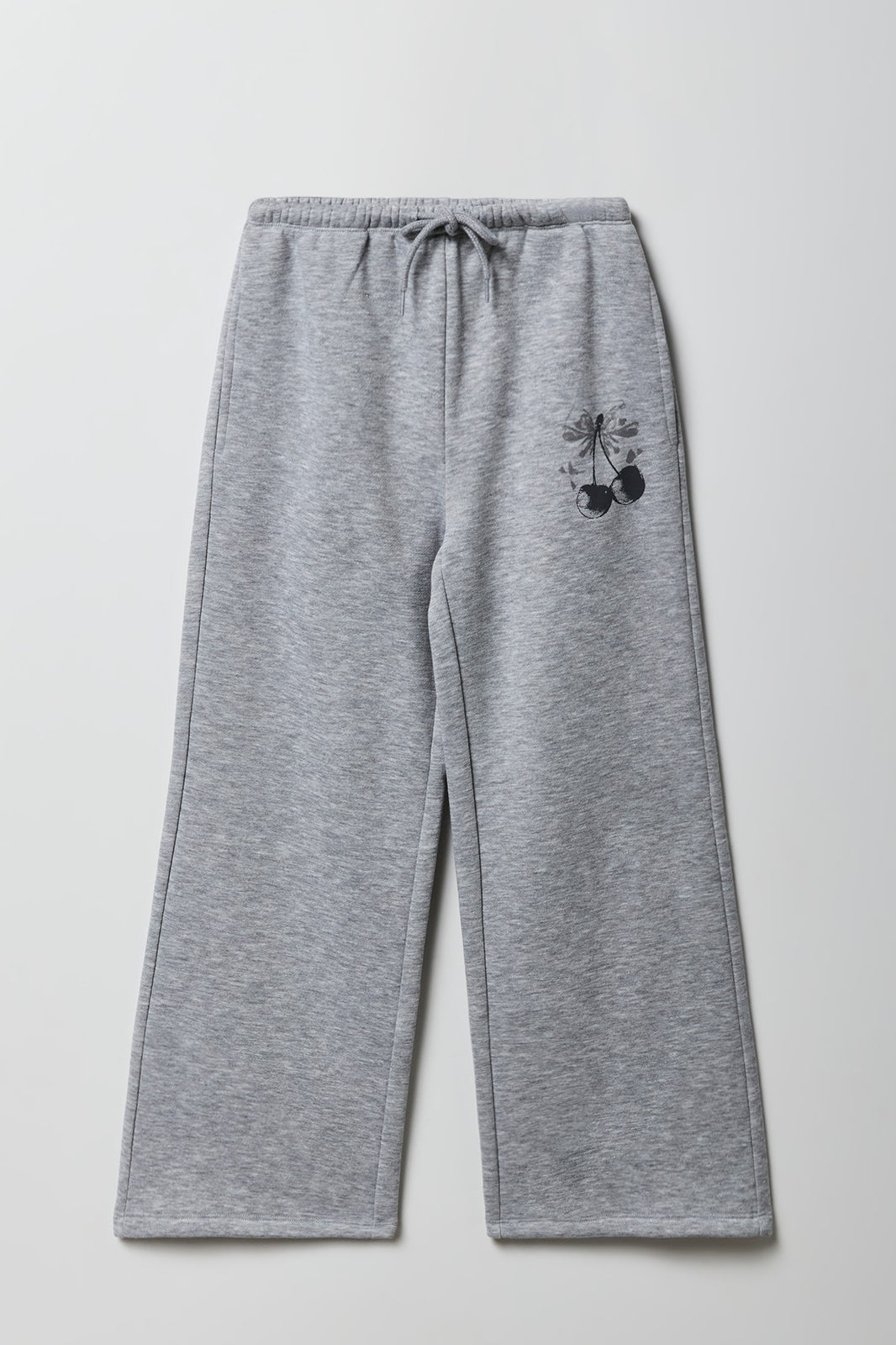 Girls Cherries Graphic Wide Leg Sweatpant - Charcoal