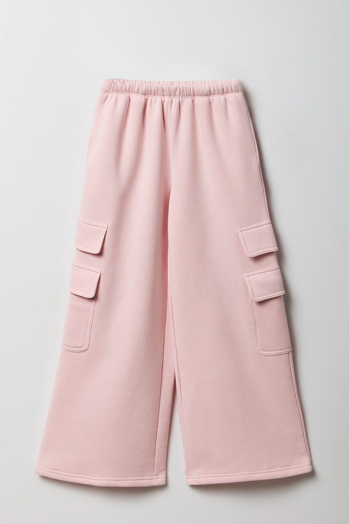 Pantalon d'entraînement cargo à jambe large en molleton pour fille