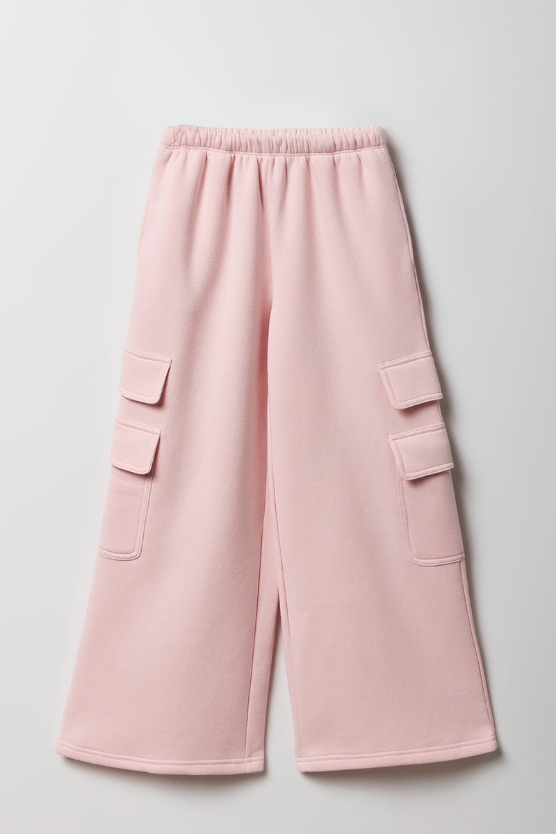 Pantalon d'entraînement cargo à jambe large en molleton pour fille