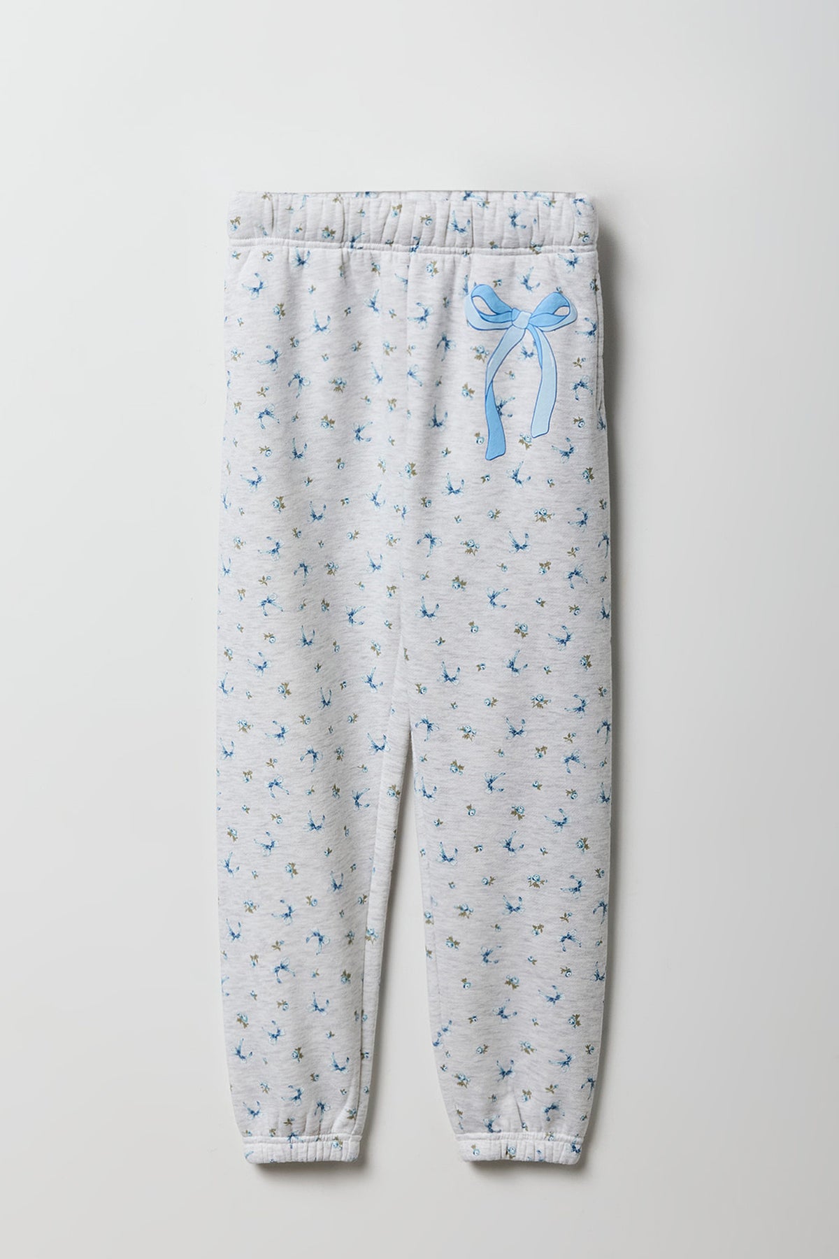 Girls Floral Puff Print Fleece Jogger - Blue